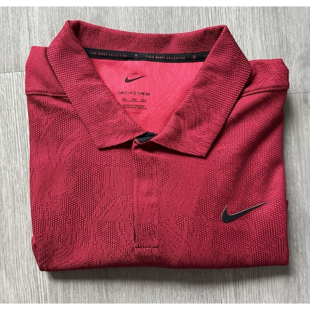 Nike Tiger Woods ADV First Win Anniversary Polo DH0711 687 Sunday Red Black 2XL